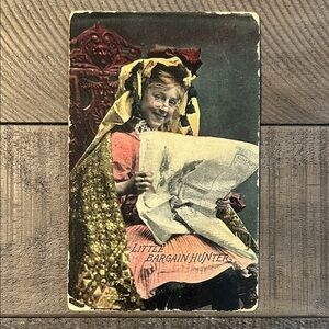 Antique Edwardian Little Bargain Hunter Postcard